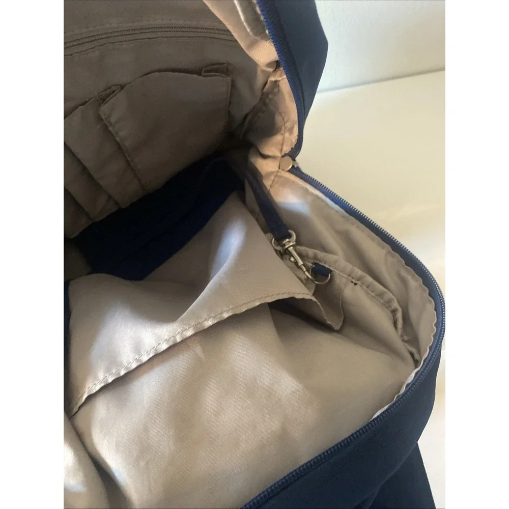 Baggallini Womens Mission Backpack Travel Bag Blue Nylon